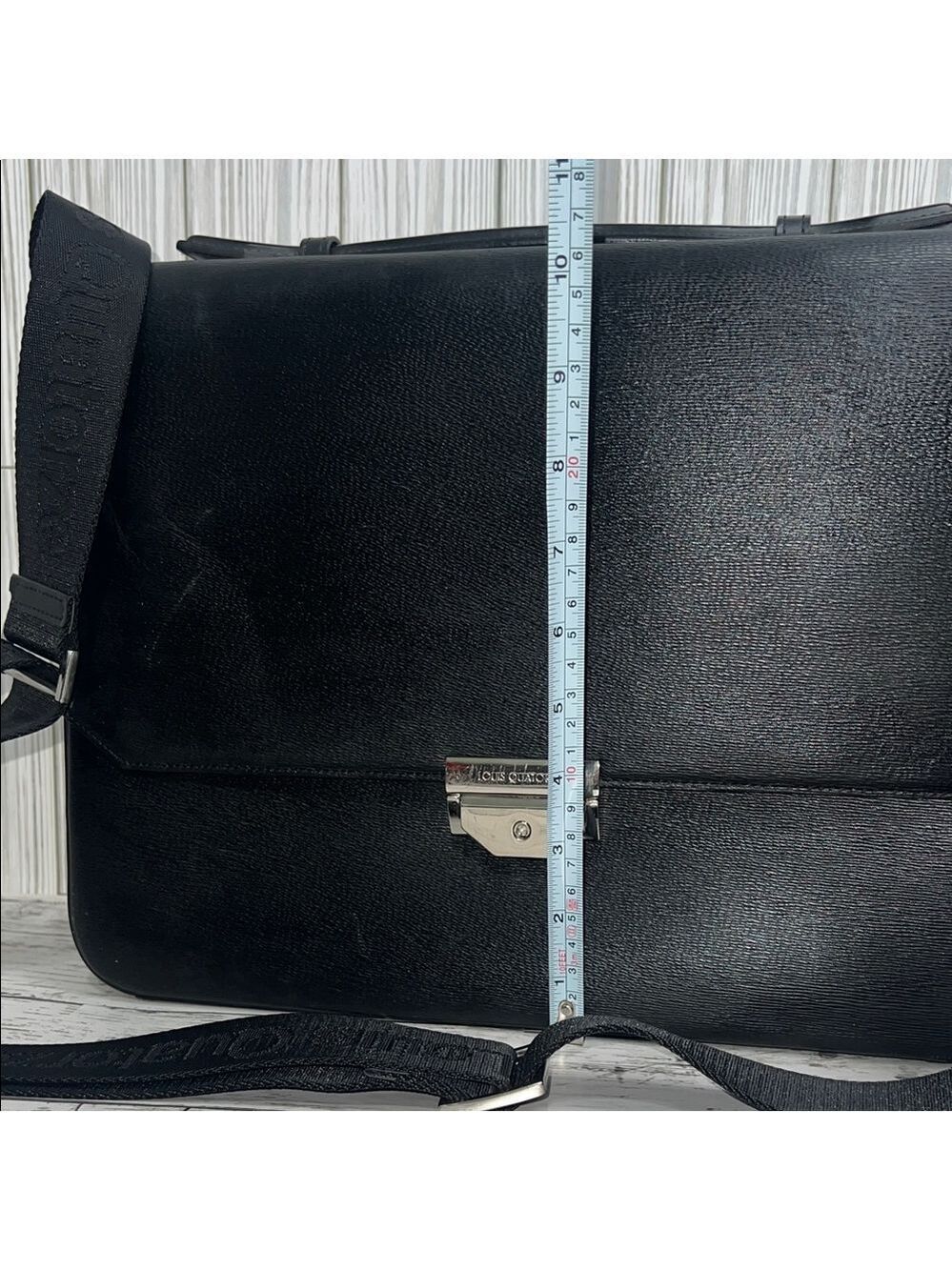 Louis Quatorze Black Leather Messenger Bag Crossbody Briefcase Satchel Laptop Wo - Picture 12 of 16